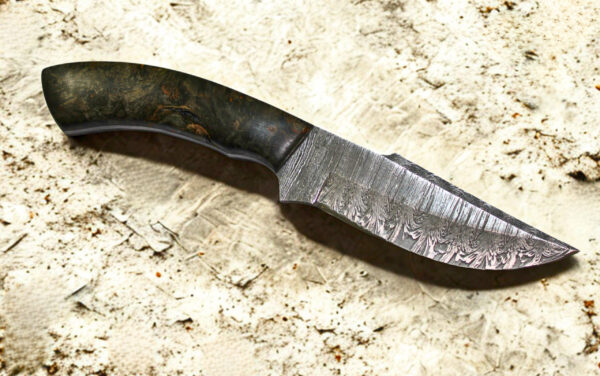 THE TIMBERLINE — Green Burl Damascus Knife (Leather Sheath)